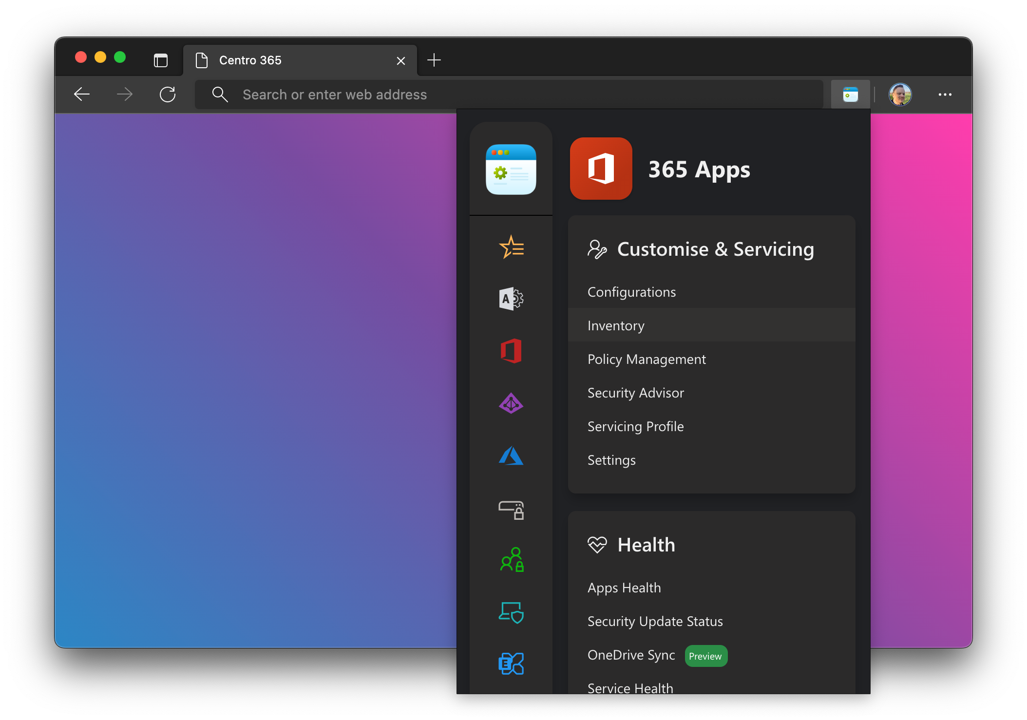 Centro 365 automatically switches between light and dark mode