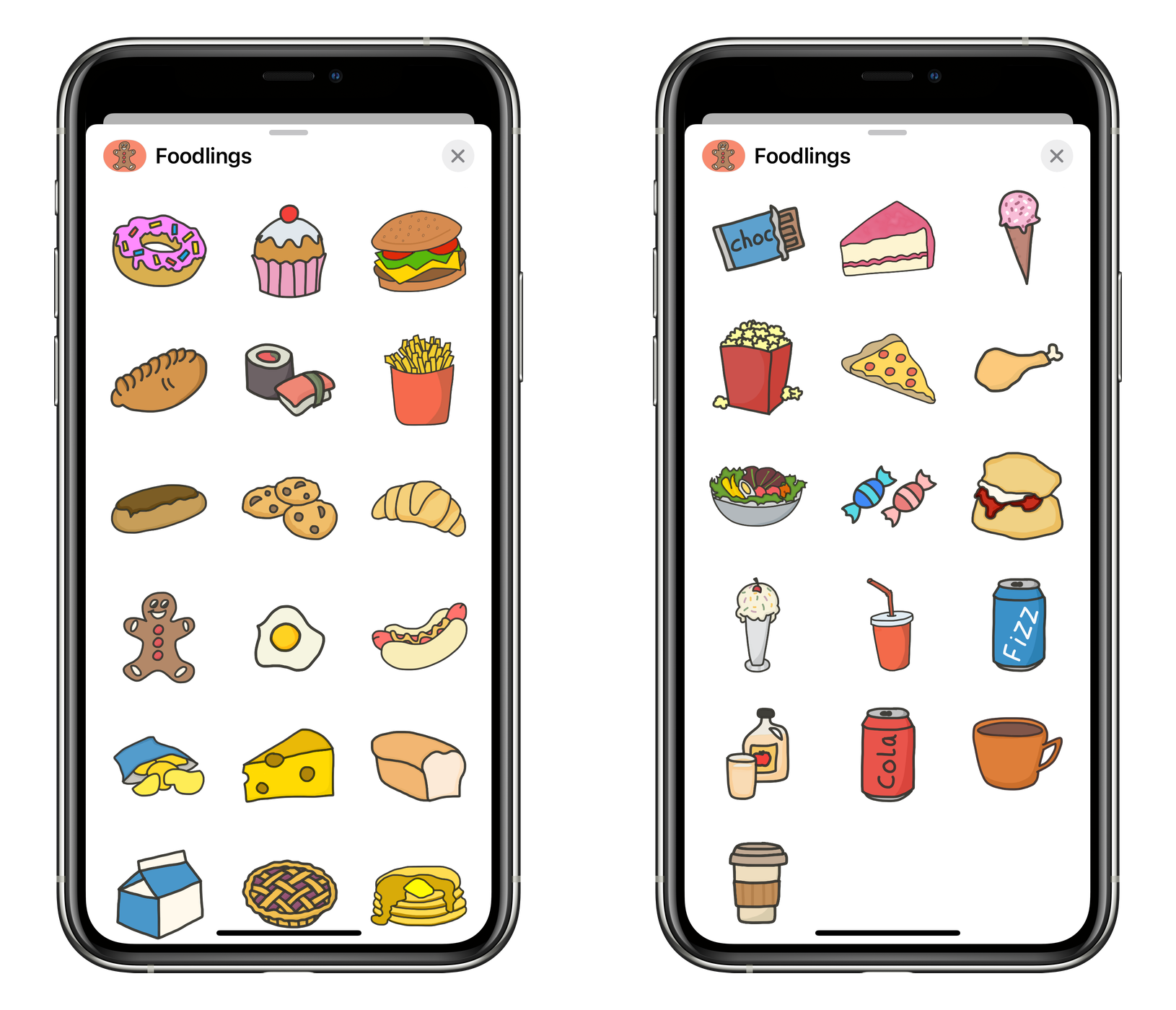 Foodlings running on an iPhone, within iMessage